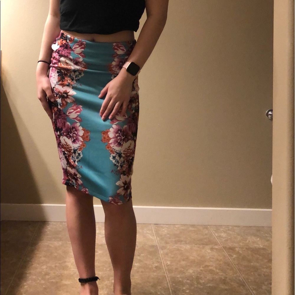 floral pencil skirt